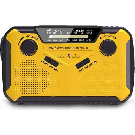 Portable Radio Dynamo Survie, AM/FM Radio Manivelle Solaire, Portative Radio à Pile avec 2500mAh Power Bank/LED Lampe Poch/SOS Alarm/Haut-Parleur, pour la Randonnée et l'extérieur (1/4)