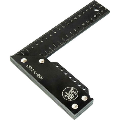 Équerre de charpentier multifonctionnelle, outil de traçage, outil de menuiserie, règle en L, outil de marquage-Black 200mm (1/5)