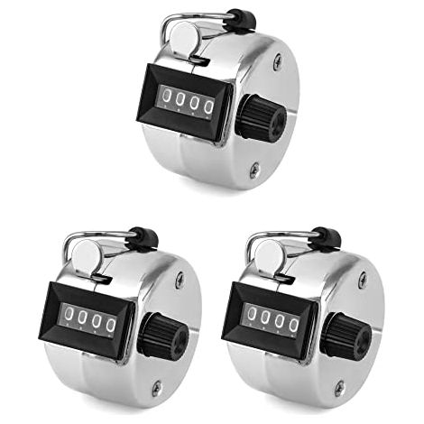 [NIE BENUTZT]3-teiliger Handzählzähler aus Metall, 4-stelliger mechanischer Zähler für Sport-Golf-Schrittzähler, zählt bis zu 9999 (1/5)