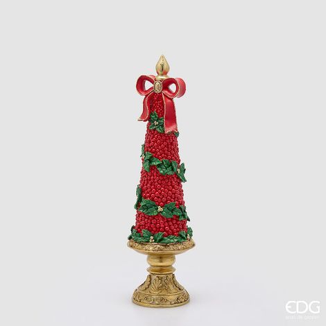 EDG Enzo De Gasperi Pino di Natale con Fiocco H48 cm Verde Rosso – Decorazione Natalizia (1/4)