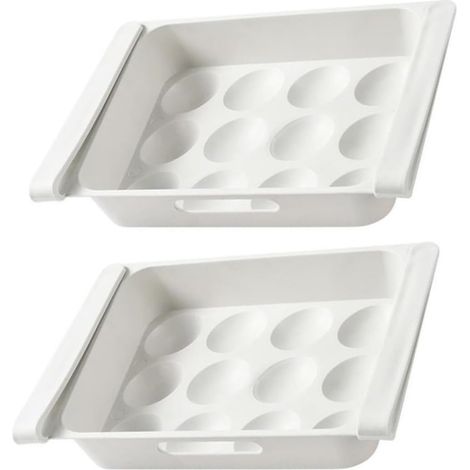 2 pièces Boîte à Œufs Tiroir Compartiments Capacité Organiseur Réfrigérateur Résistant pour Rangement Œufs Lot de Polyvalent pour Conservation Alimentaire (1/5)