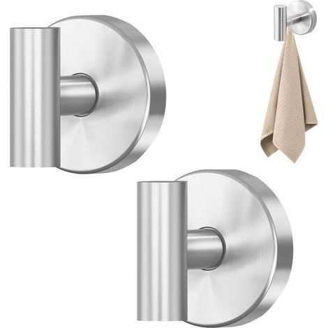 Hooks 2X Stainless Steel Towel Hooks No Drilling Required (1/5)