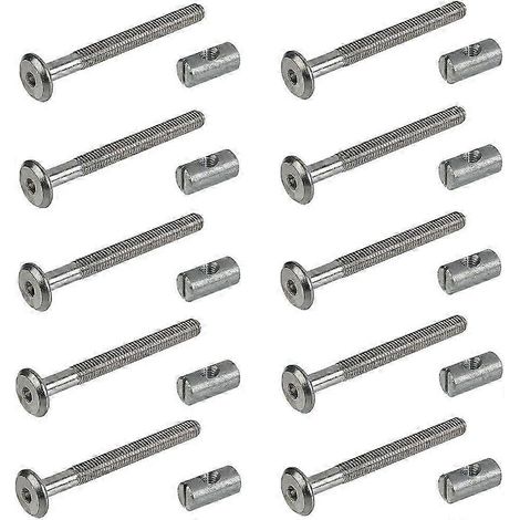 Vis à tête plate avec boulon cylindrique - M6 x 90 mm - Lot de 10 - Rivet en acier inoxydable avec écrou - Kit de filetage (1/5)