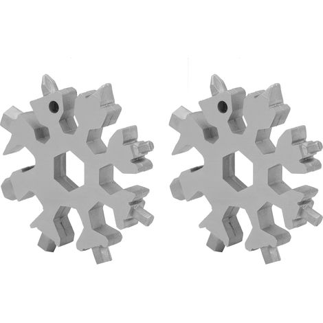 tournevis multifonctions 18 en 1 en forme de flocon de neige, clé portable, outils d'extérieur (argenté)