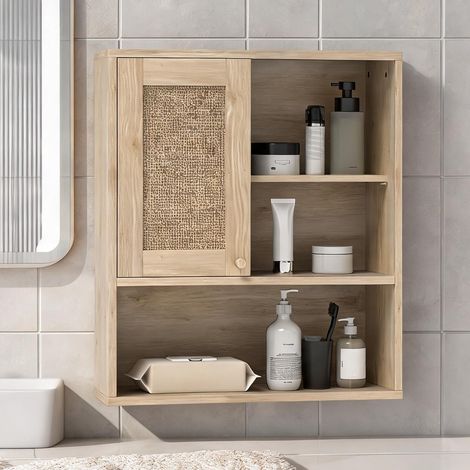 Meuble de salle de bain bois naturel 60 x 19,8 x 65 cm (1/5)