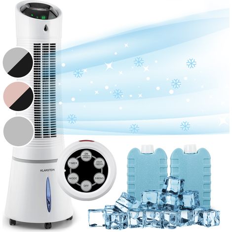 Klarstein Skyscraper Ice - Ventilatore e raffrescatore evaporativo 4 in 1, 180 m³/h, oscillazione, portatile, telecomando