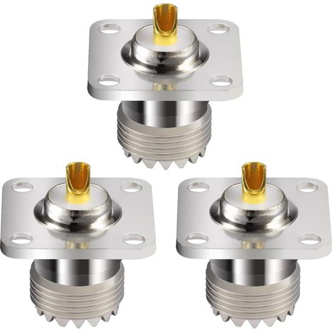 CCYKXA 3 Stück Schottverbinder SO239 UHF-Buchse SO-239 Lötverbinder für Chassismontage UHF-Buchse 4-Loch-Panel-Chassismontage-Flansch Lötkelch gerader Verbinder