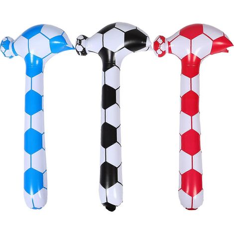Lot de 3 marteaux gonflables : Marteau gonflable pour enfants, motif football, jouet d'encouragement, grand maillet pour piscine, baignoire, fête d'anniversaire, activités de plein air. (1/5)
