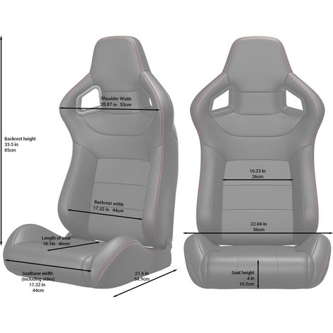 Sedile baquet universale per auto, set da 2, reclinabile, PVC nero HAVRYA (1/5)