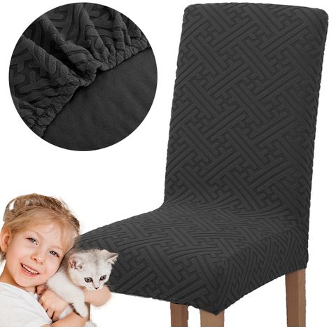 FUNDA PARA SILLA JACQUARD CON ESTAMPADO DE RELIEVE F NEGRO DE PELUCHE GRUESO