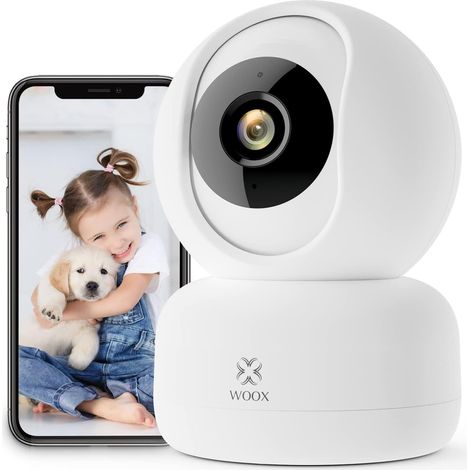 Caméra de surveillance WiFi intérieure 1080P – Vision nocturne 10m – Détection humaine AI – Audio bidirectionnel – Compatible Alexa et Google – Woox