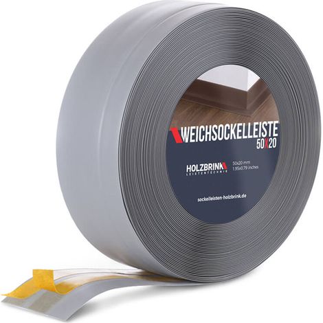 HOLZBRINK Plinthe Souple Autoadhésive Gris Clair Plinthe pliable, 50x20 mm, 25 m