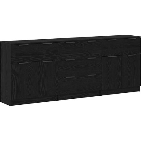 3 pcs Buffet,Bahut,Meuble de Rangement Chêne noir 60 x 30 x 70 cm Bois d'ingénierie CFW57263 (1/5)