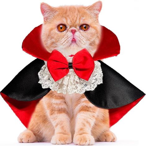 Cape de Vampire pour Animaux de Compagnie, Cape d'halloween pour Animaux De Compagnie, Halloween Pet Costume, Costume pour Animaux Cape d'halloween, Costumes Halloween Petits Chien Chat (1/5)