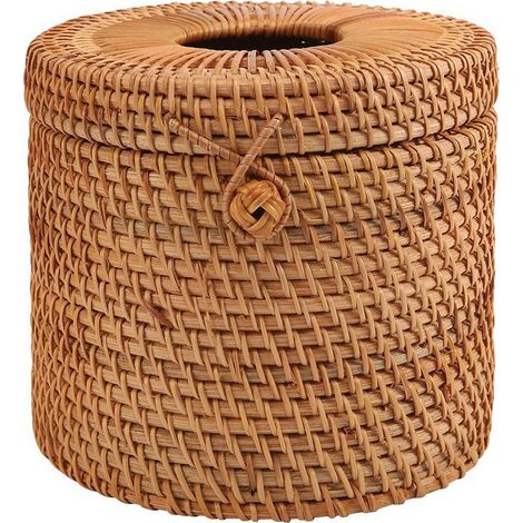 Runder Toilettenpapierhalter aus Rattan – 14,5 x 14 cm – Für Badezimmer, Büro und Hotel – 1 Stück (1/5)