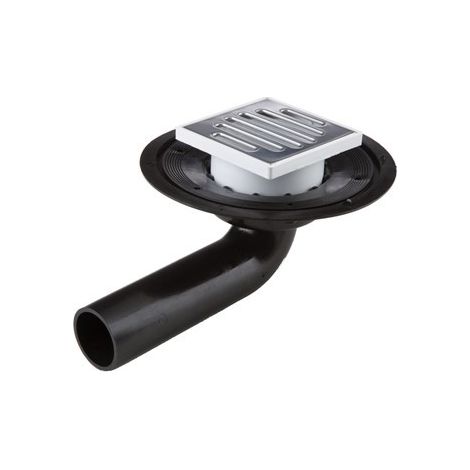 Scarico curvo per terrazzo DN 50 PE HD nero saldabile, regolabile H. 25 mm M697 (1/3)