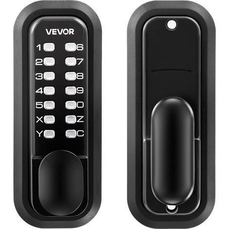 VEVOR Serratura Meccanica per Porte con Tastiera Monofacciale Codice da 4-7 Cifre, Serratura Senza Chiave Batteria a Combinazione con Pomello Bloccaggio Automatico Porte deIngresso, Nero (1/5)