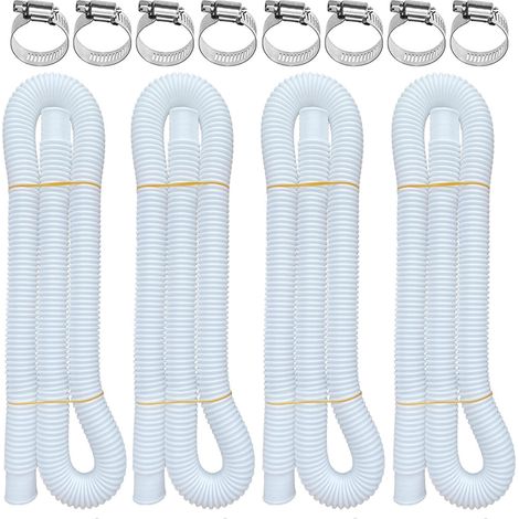 Tubi flessibili per piscine fuori terra da 4 pezzi – Tubi flessibili per pompa filtro da 1,25 x 59 pollici, adatti ai modelli di pompa filtro Intex 607 e 637, include 8 fascette stringitubo in metallo