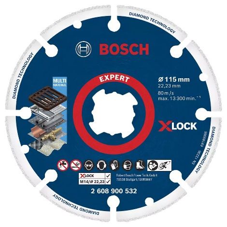 DISQUE À TRONÇONNER ET DISQUE À ÉBARBER BOSCH ACCESSORIES X-LOCK 2608900532 DIMENSION PRODUIT, Ø 115 MM Ø 22.23 MM 1 PC(S)