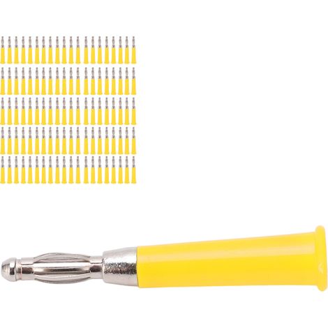Connecteur banane 4mm doré, lot de 100 fiches à souder pour équipements industriels, kit accessoires machine, cosses jaunes J.10010 (1/5)