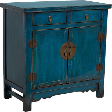 Recibidor de madera azul 88x40x87h cm