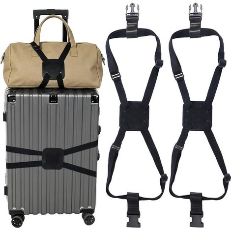 Juego de 2 correas para maleta, correas ajustables para equipaje, cinturón para maleta, correas para maleta, accesorios de viaje, correas elásticas para equipaje (1/5)