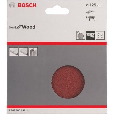 Bosch 10pz. Set fogli abrasivi C470, Diametro: 125 mm - 1609200158