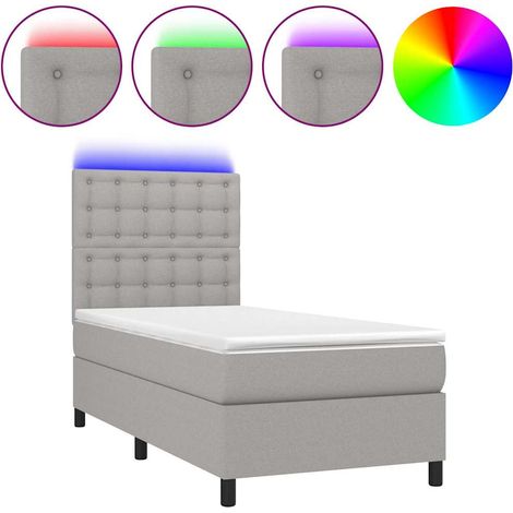Maison Exclusive - Boxspringbett mit Matratze & LED Hellgrau 90x2 (1/5)
