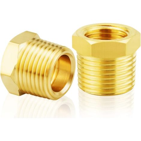 Raccord de tuyauterie fileté en laiton 1/8 pouce BSP mâle x 3/8 femelle Adaptateur à douille hexagonale (5Pcs) - 1/4 (1/5)