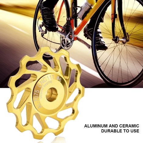 1 paire de galets de guidage de roue déportée arrière à roulement céramique MEIJUN (11T, doré) (1/5)
