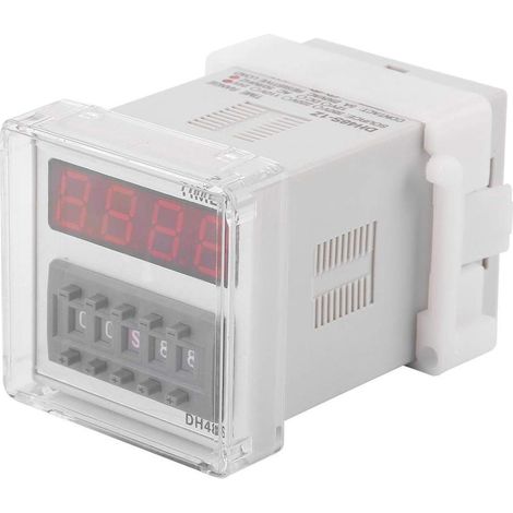 Relais temporisé multifonctionnel, DC 12/24V AC 110/220V affichage à LED numérique relais de synchronisation commutateur de relais de temps 0.01S-99H(DC 24V) (1/5)