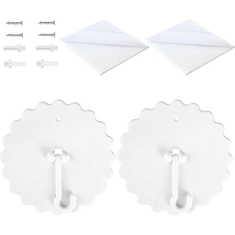 Lot de 2 crochets de plafond autocollants, crochets pour moustiquaire avec vis de fixation, fixation sans perçage, accessoires anti-moustiques (1/5)