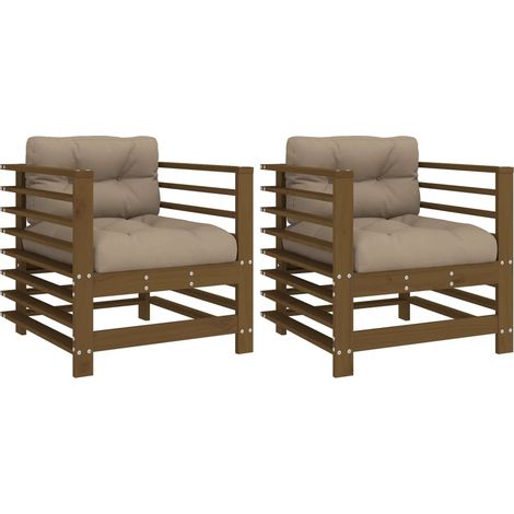 Maison Exclusive - Sedie da Giardino con Cuscini 2pz Ambra Legno Massello di Pino