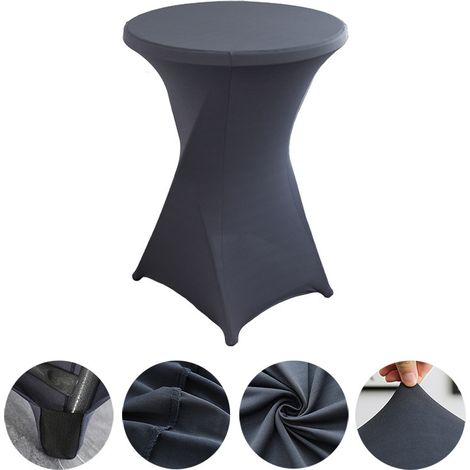 Mantel elástico para mesa de cóctel, ideal para bodas, banquetes y fiestas (diámetro 76,20 cm - 81,28 cm x altura 106,68 cm), 2 piezas, mesa no incluida - gris oscuro (1/5)