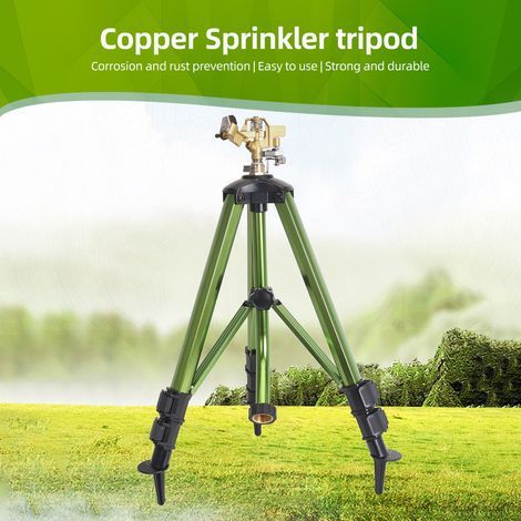 Arroseur sur Trépied Base Solide 360° Irrigation Large Zone Arroseur Coupant Alliage Zinc Brasage Nozzle Connexeur Extension Pieds Locks Flip Arroseur Aqua pour Pelouse/Jardin/Yard (1/4)