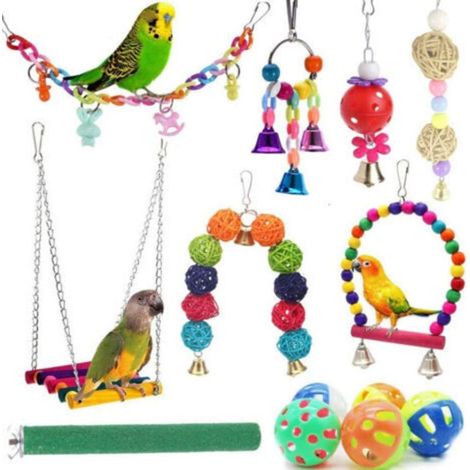 Jouet pour oiseau,13 Paquets Jouets pour Oiseaux Perroquet Swing Toys - Cloche à Mâcher Suspendue Jouets pour Cage à Oiseaux Convient aux Petites Perruches, Inséparables, Calopsittes, Aras, Pinsons (1/5)