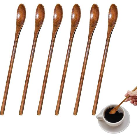 Cuillère En Bois - 18 cm - Pour Miel Café Thé - Lot De 6 (1/5)