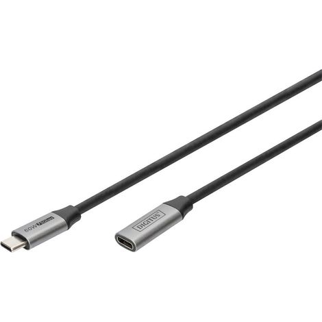 Digitus Câble USB USB 3.2 Gen1 USB-C®, USB-C® femelle, USB-C® mâle 1.00 m noir flexible, blindé, ave (1/3)