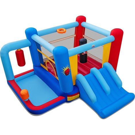 COSTWAY Castello Gonfiabile per Bambini con Soffiatore 550W, con Doppio Scivolo,3-12 Anni (1/4)