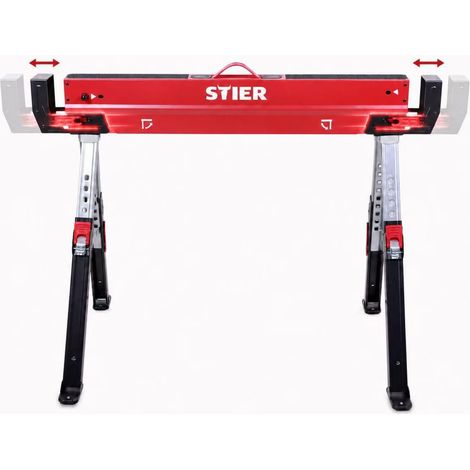 STIER 2x Premium Klapp-Sägebock höhenverstellbar mit Spannmodul 590 kg 2 Stk