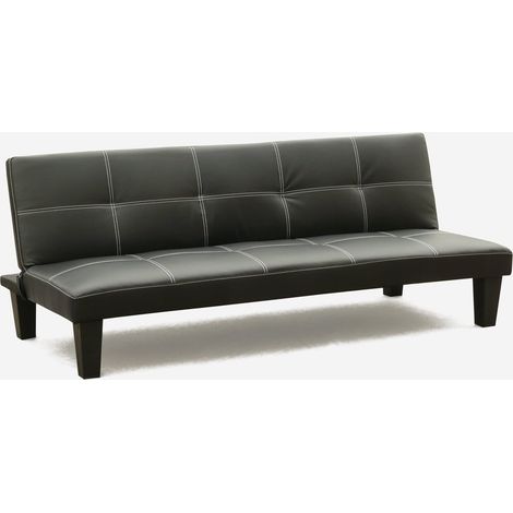 Günstiges Topazio 3-Sitzer Kunstleder Schlafsofa Klappsofa - Schwarz