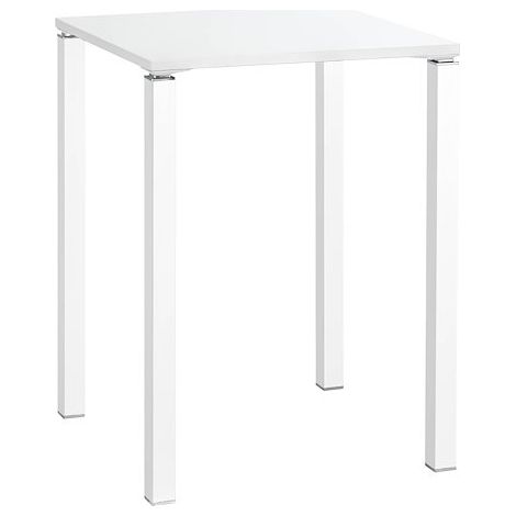 Table haute 80 x 80 cm blanche Exprim pieds blanc - Maxiburo (1/2)