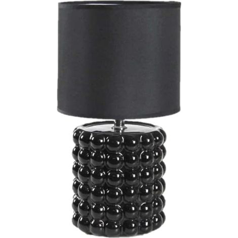 LAMPADA LUMETTO DA TAVOLO CON BASE IN CERAMICA EFFETTO BUBBLE 18X33 CM NERA