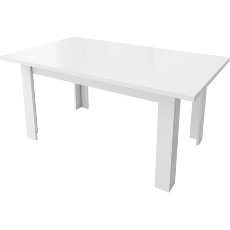 Table à manger rectangulaire 120 x 70 cm avec rangement caché, MDF, blanche (1/5)