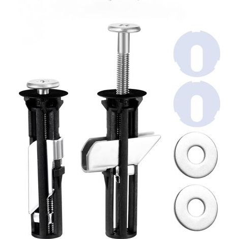 Toilet seat screws, heavy-duty stainless steel bolts with nuts and washers, universal type, black. (1/5)