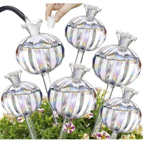 Goteros para riego de plantas，6 piezas，Sistema de riego automático，Regaderas con forma de cactus，Plantas de interior y jardín