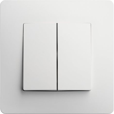 Doppel-Wechselschalter – Quadratischer Wandschalter – Automatische Anschlussklemmen – Weiß – 85 x 85 x 37 mm (1/5)