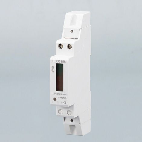 Contatore elettronico monofase per energia elettrica domestica 220V con display LCD, senza retroilluminazione, per guida singola (1/5)