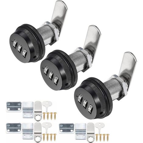 Zahlenschloss für Schranktüren mit Code, 3 schwarze Teile, für 15 bis 25 mm dicke Paneele (1/5)