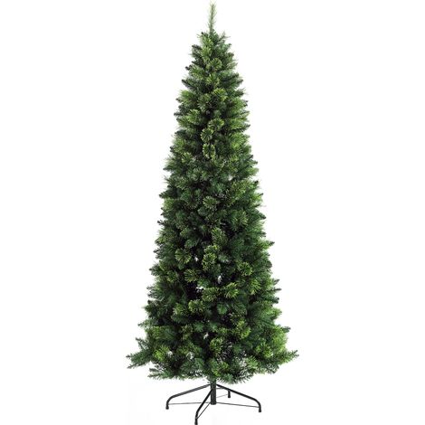 HOMCOM árbol de Navidad artificial de 180 cm árbol navideño con 618 ramas agujas de pino apertura automática y base plegable de acero Ø70x180 cm verde (1/5)